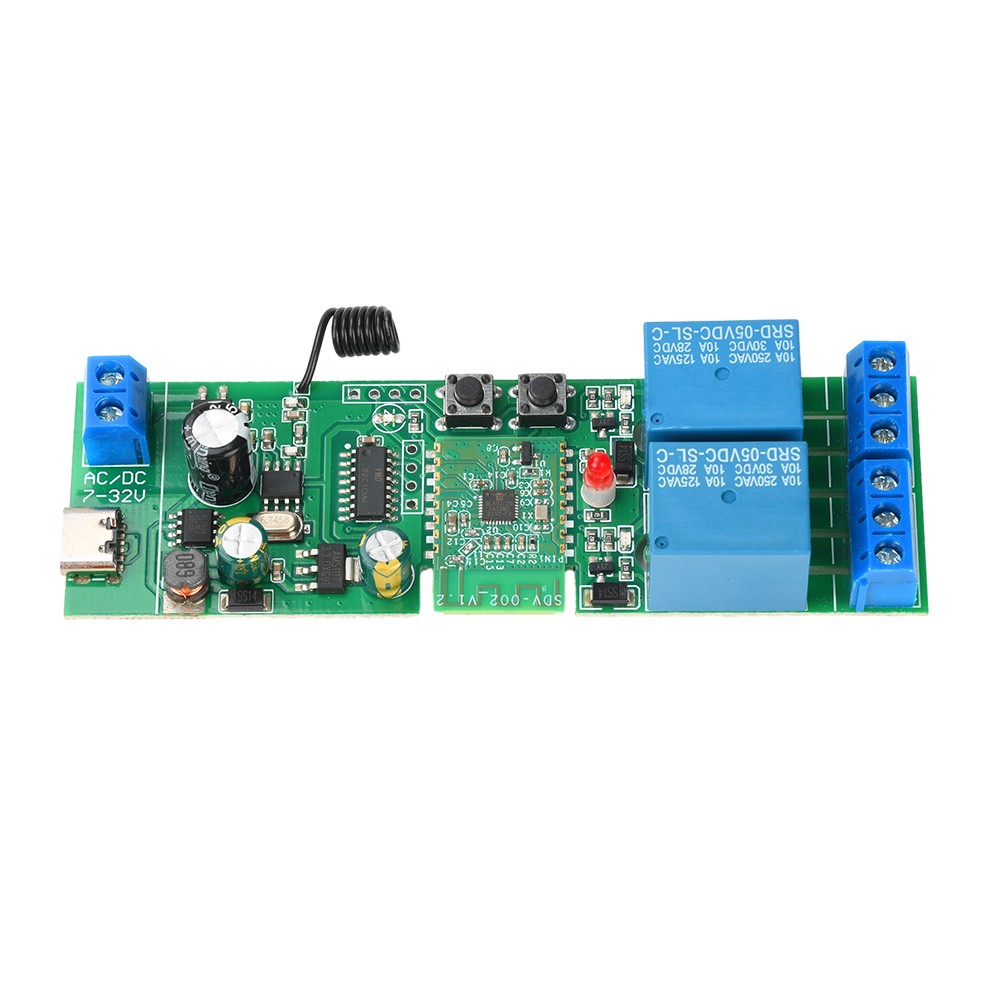 AC/DC 7-32V 2-Channel Bluetooth WIFI Relay Switch Module Self-locking 433MHz