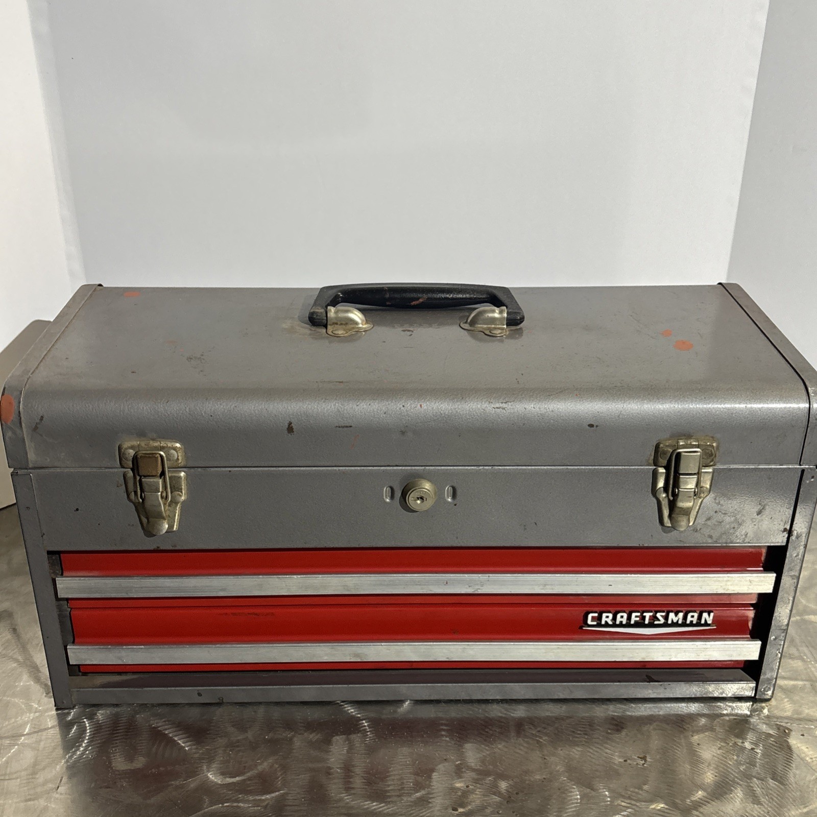 Craftsman 20" Portable Carrying Tool Chest Box Steel 2 Draw 65336 Vtg USA READ!