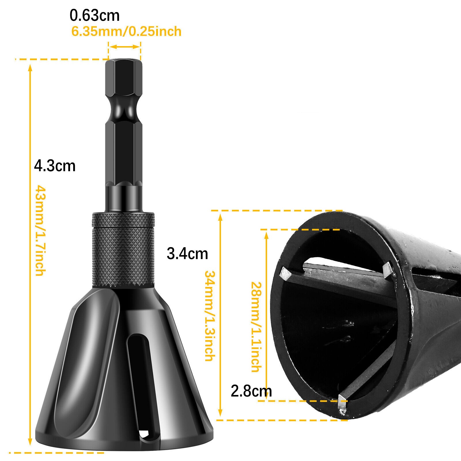2Pcs Deburring External Chamfer Tool Steel Remove Burr Tools Drill Bit Tool