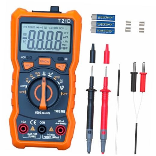 Auto-Ranging Digital Multimeter, TRMS 6000 Counts AC DC up to 600V/10A