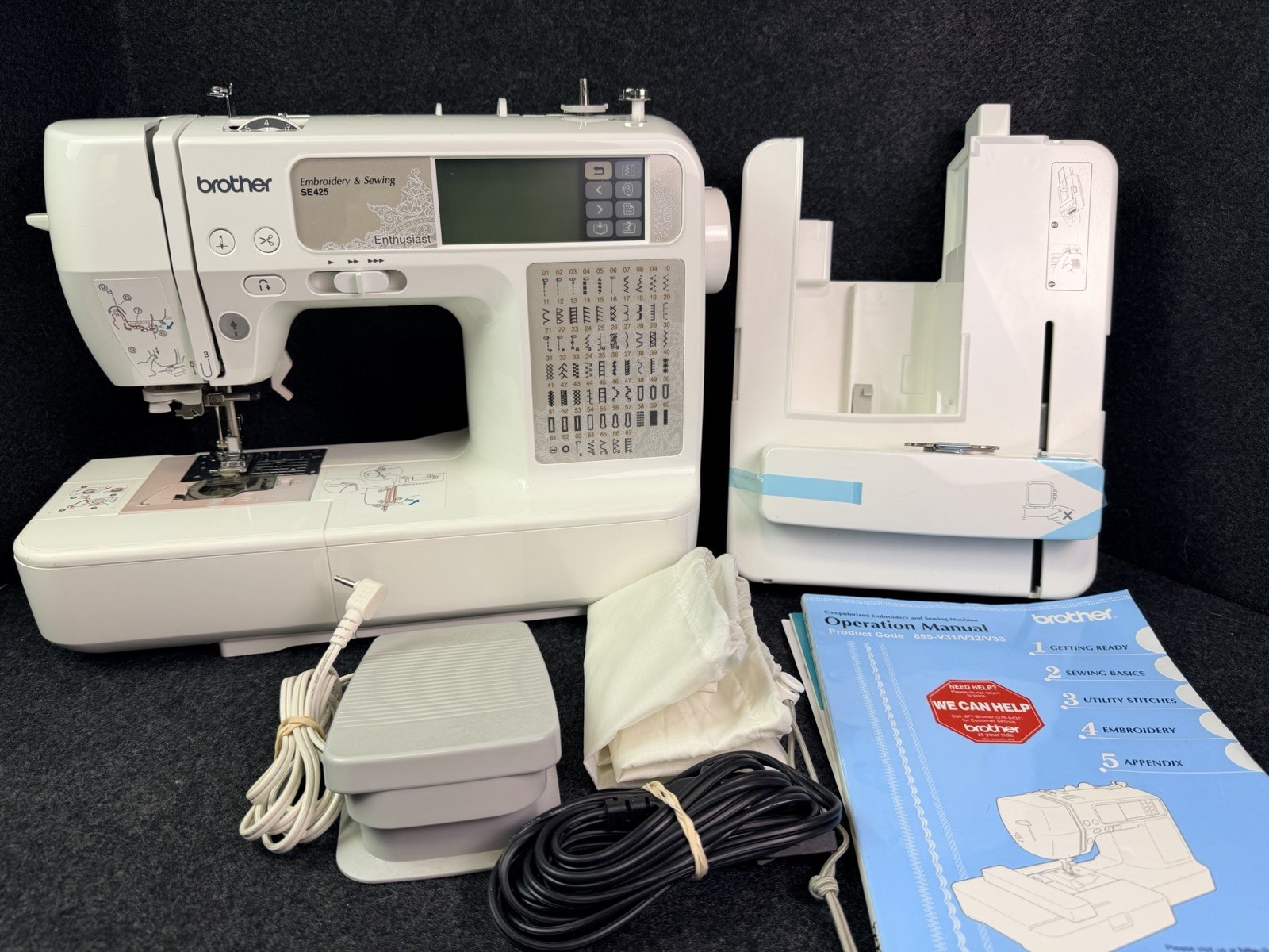 Brother SE425 Computerized Sewing and Embroidery Machine Pedal Bobbins Manual +