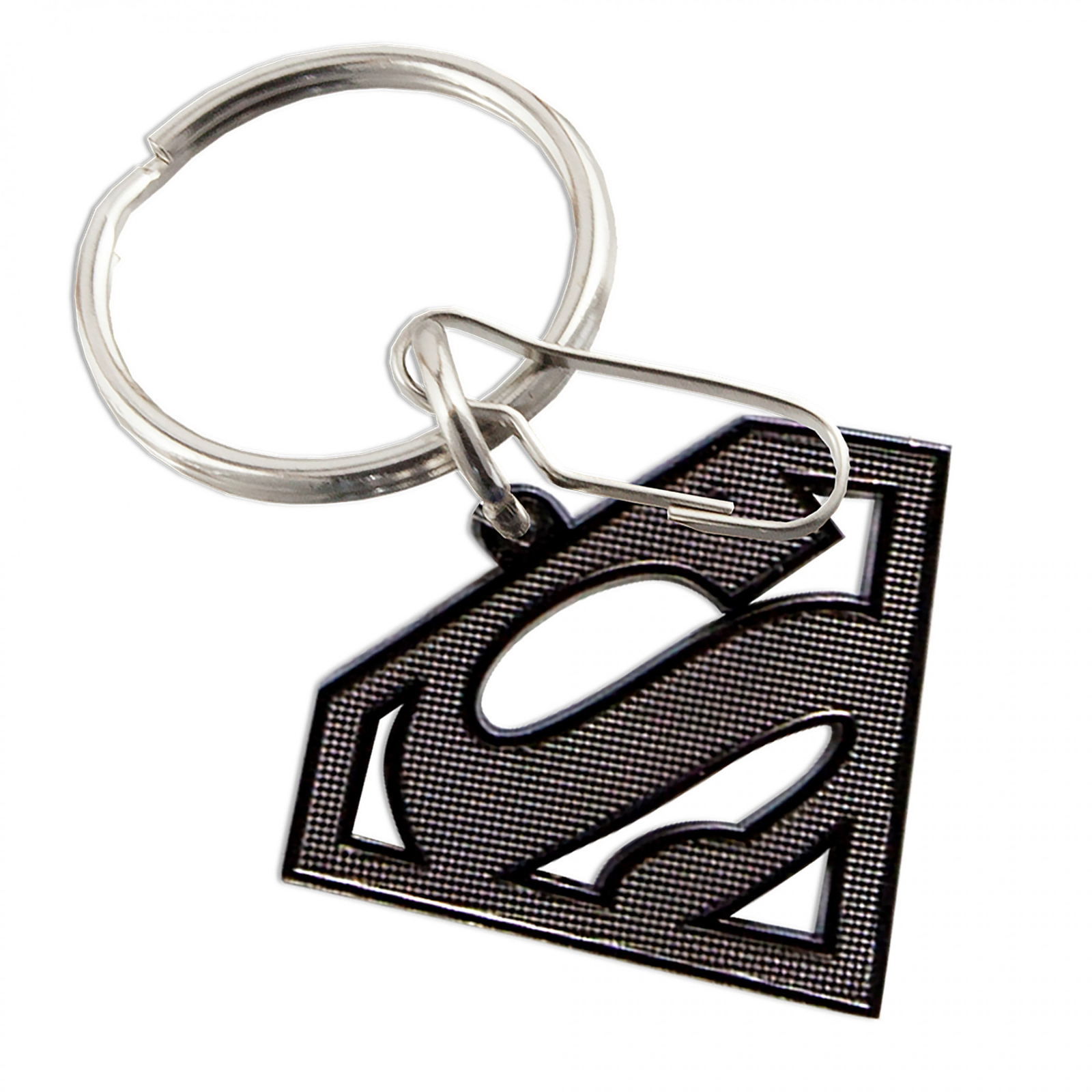 DC Comics Superman Emblem Knurled Metallic Keychain Black