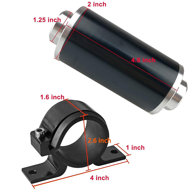 AN6 AN8 AN10 Inline Fuel Filter with Bracket Cleanable 30 Micron Universal