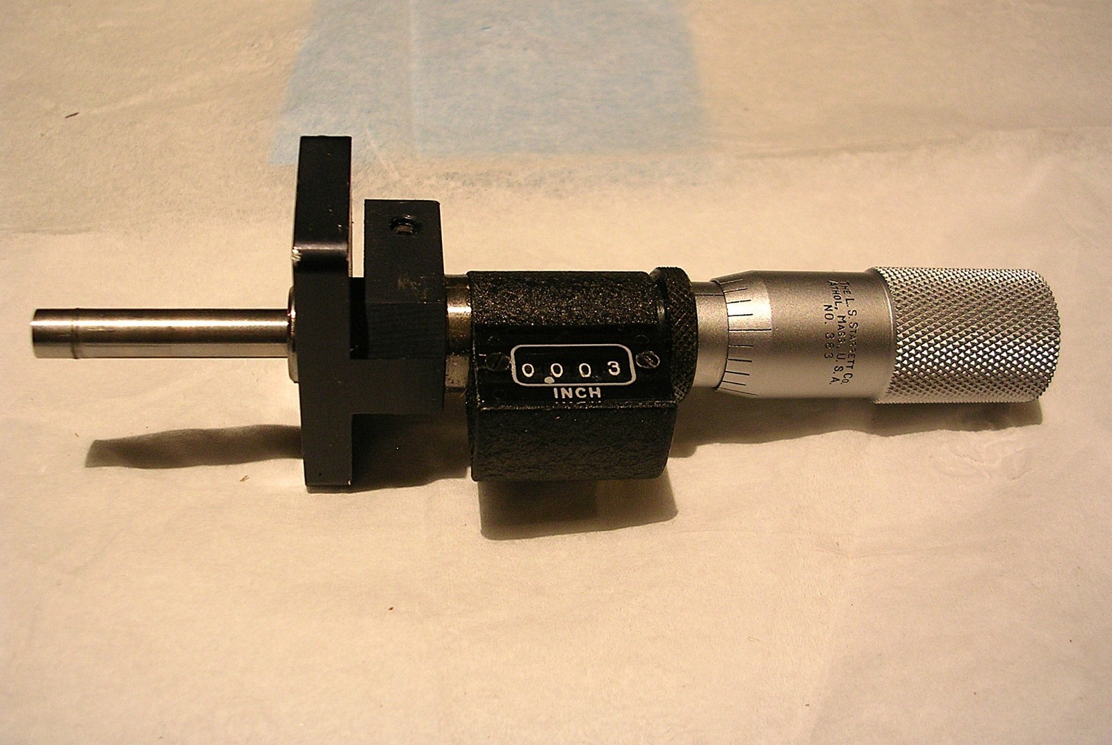 STARRETT  MODEL 363 MICROMETER HEAD  WITH DIGITAL COUNTER  USED AND TESTED