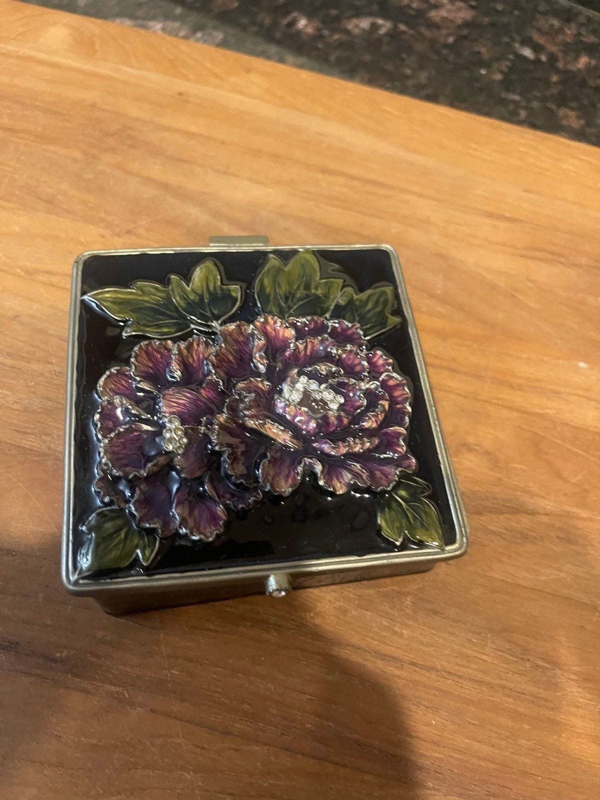 Enamel Flower Square trinket box