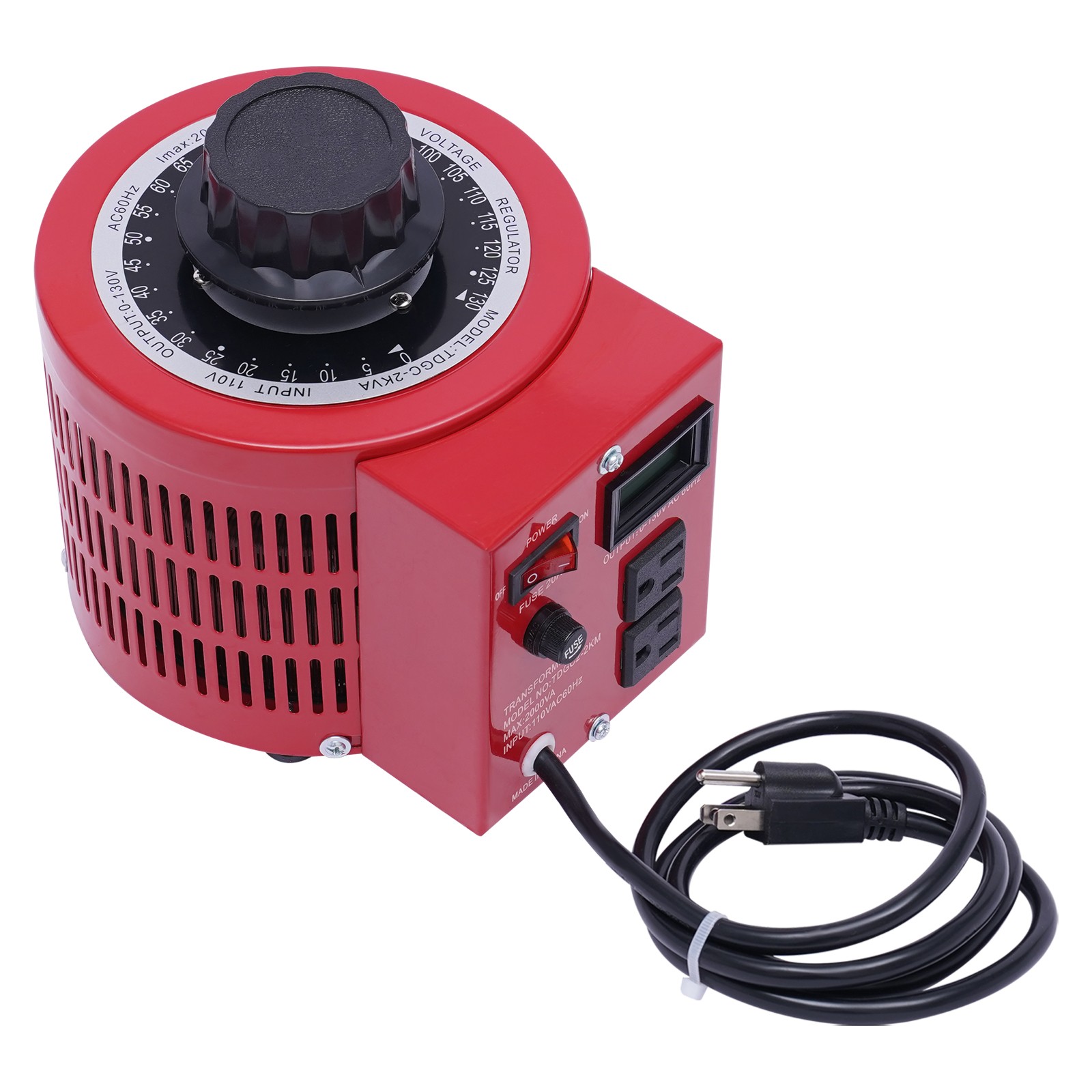 20Amp Variac Transformer Variable 0-130V AC Voltage Regulator Metered 2000VA Red