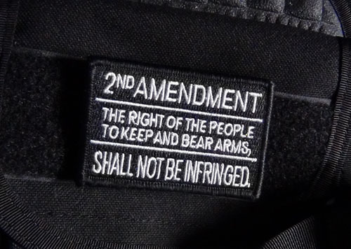 2nd Amendment black tactical embroidered patch Hook and loop backing
