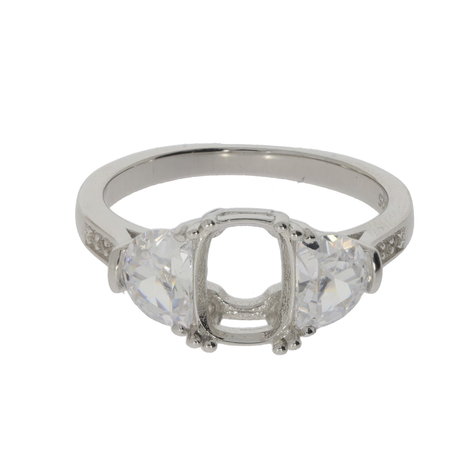 Sterling Silver Semi Mount Ring Setting Cushion CU 9x7mm