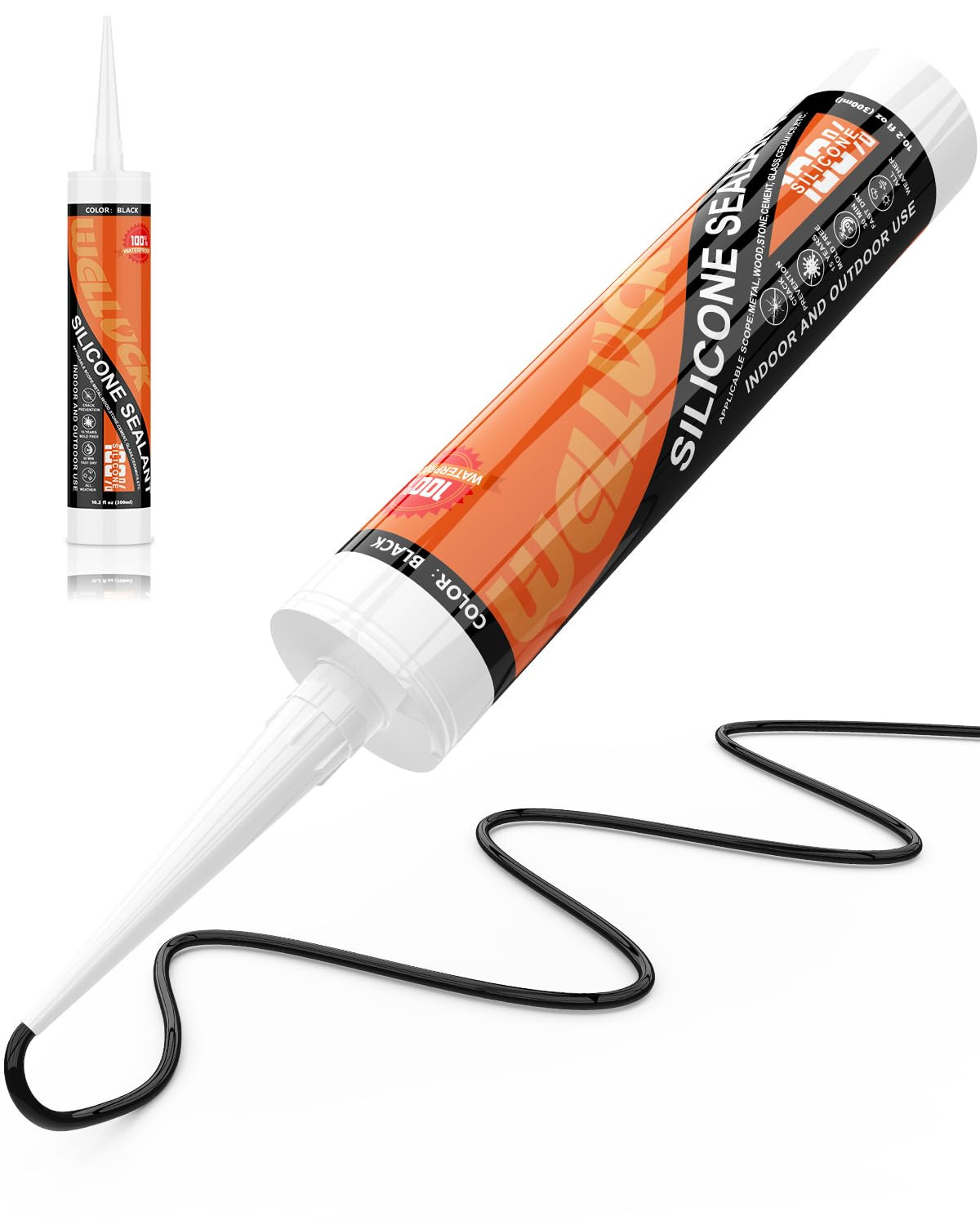 Black Silicone Caulk, 100% Waterproof Silicone Sealant Adhesive Caulking,For RV,