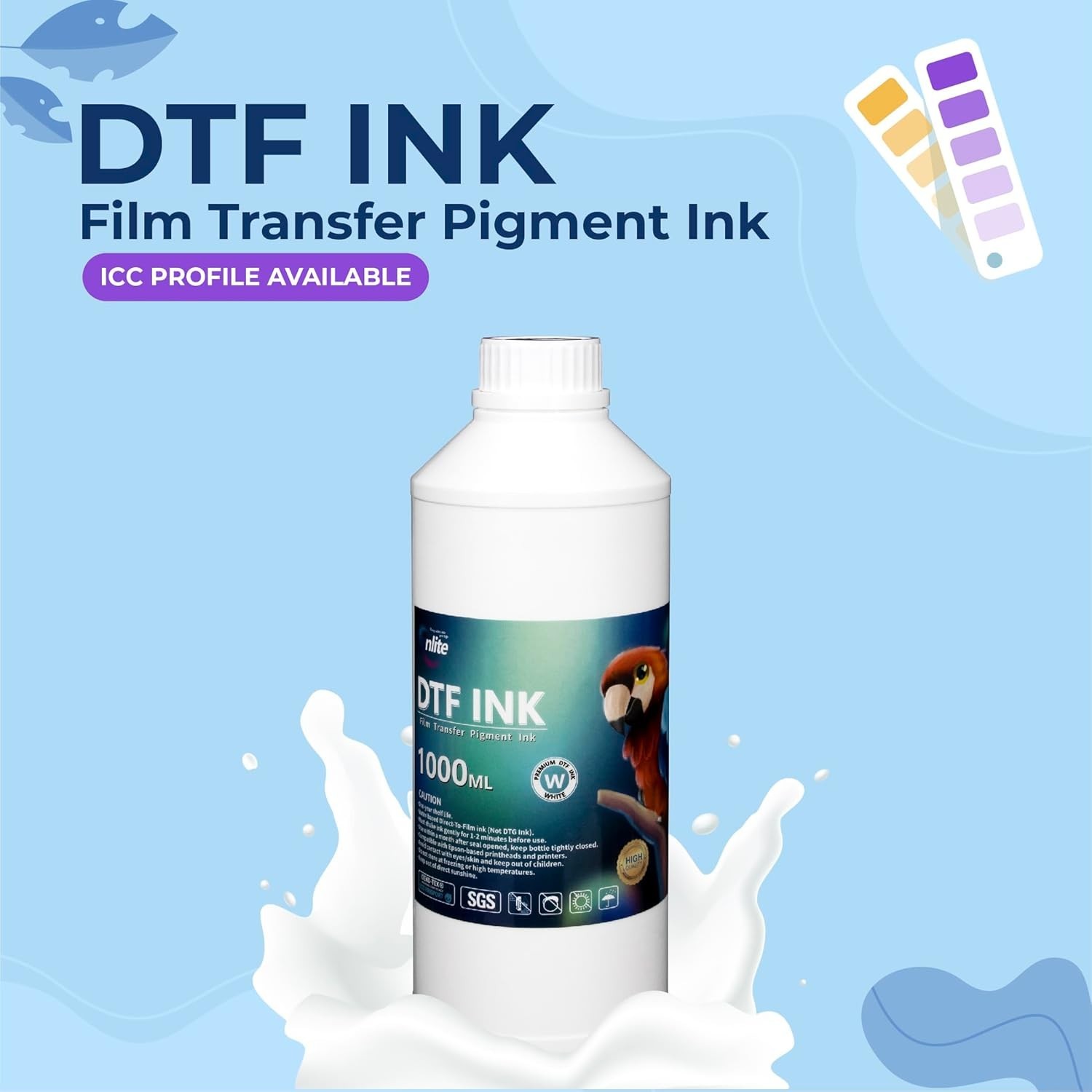 DTF White Ink, Ink Fluency, Vivid Patterns, 33.8oz