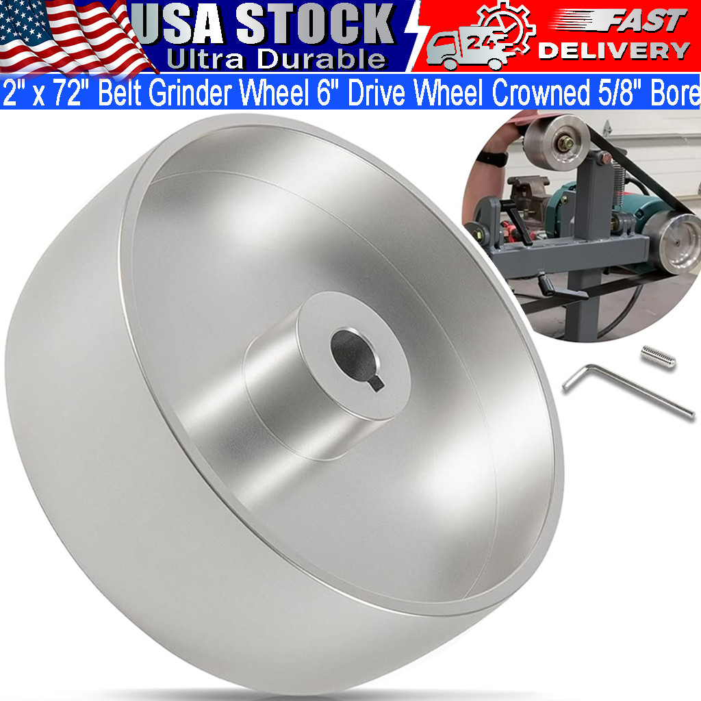 Belt Grinder 2" x 72" Wheel Set Knife Grinder 6" Drive Wheel Crowned 5/8" Bore