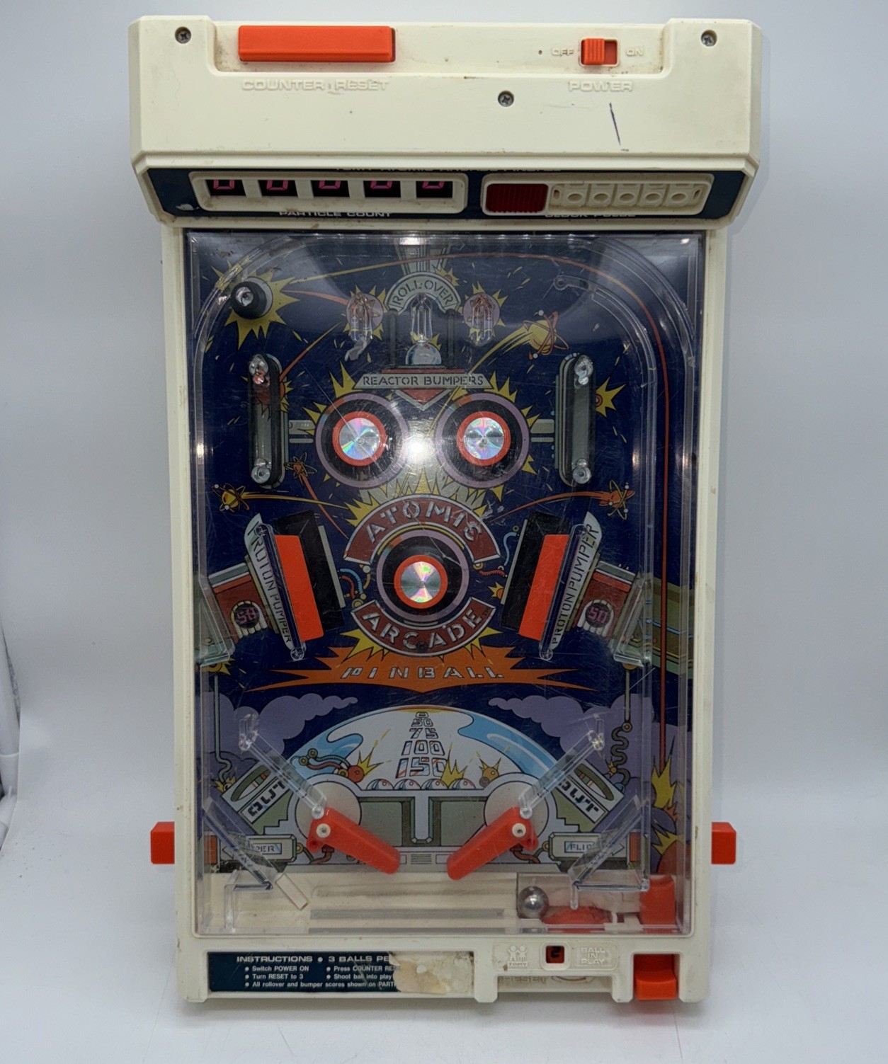 Vintage 1979 Tomy Atomic Arcade Pinball Machine Portable FOR PARTS