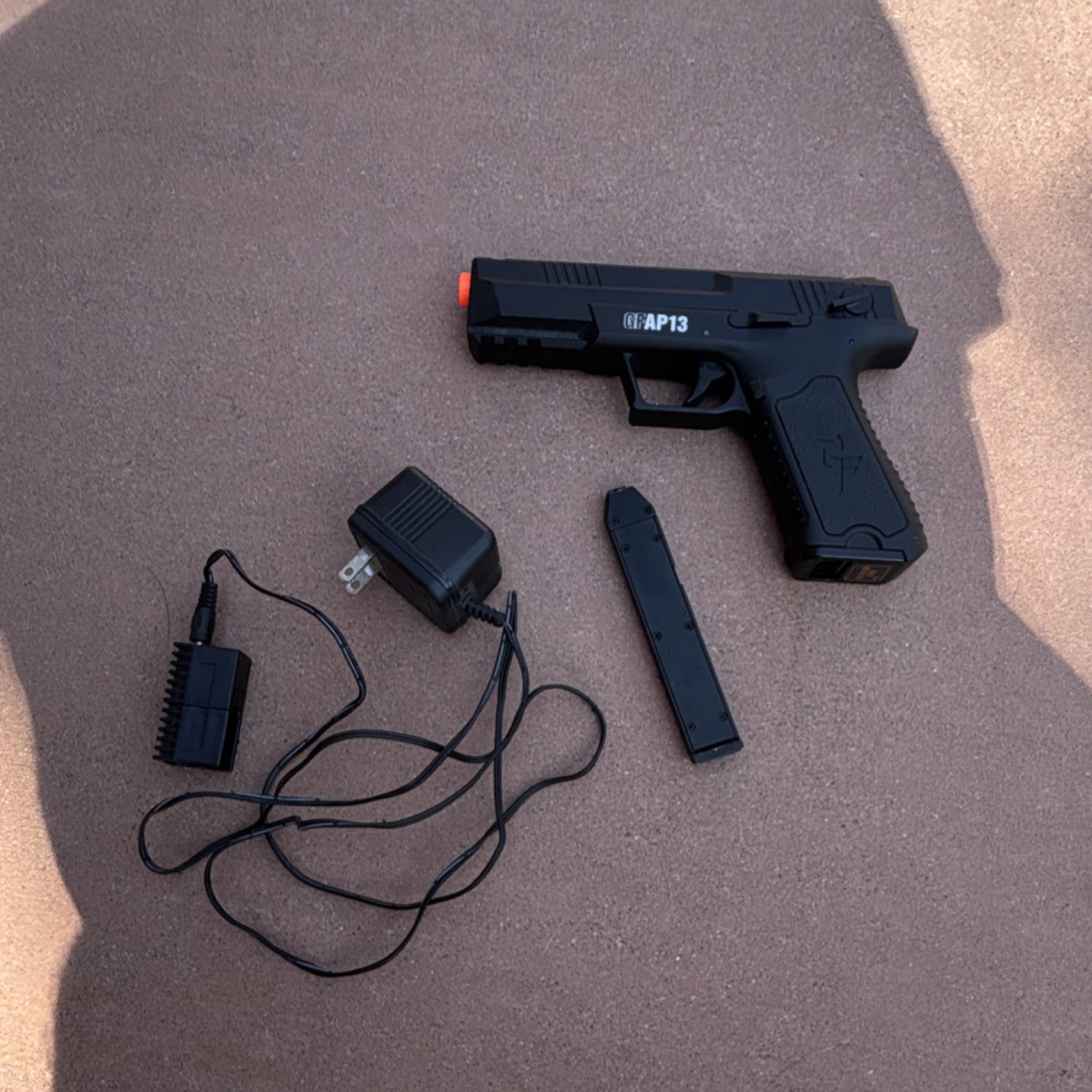 GF AP13 Electric Semi-Automatic Airsoft Pistol w/ Battery, Charger, Orange Tip
