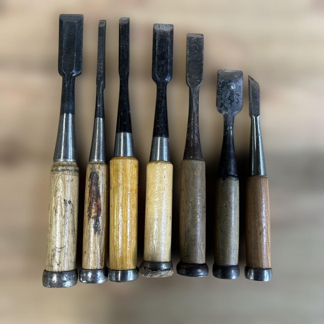 Vintage Japanese Chisel Nomi Made By Blacksmith Hand Tool 7set