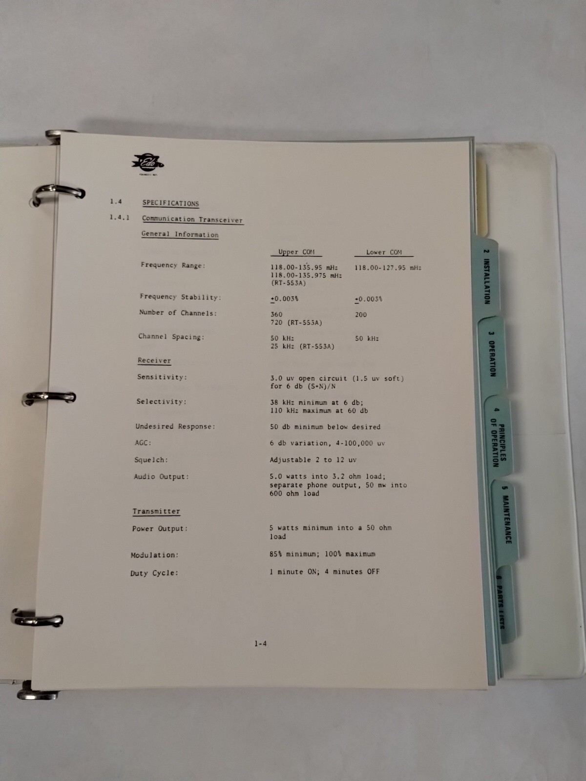 Edo-Aire RT-553, RT-553A NAV/COM System Technical Manual-Original