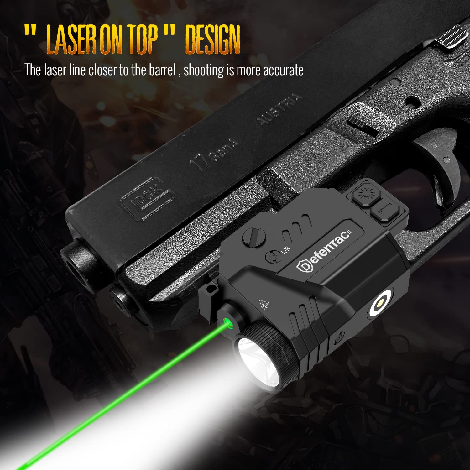 DEFENTAC 800 Lumens Pistol Laser Light Combo with Strobe/Momentary