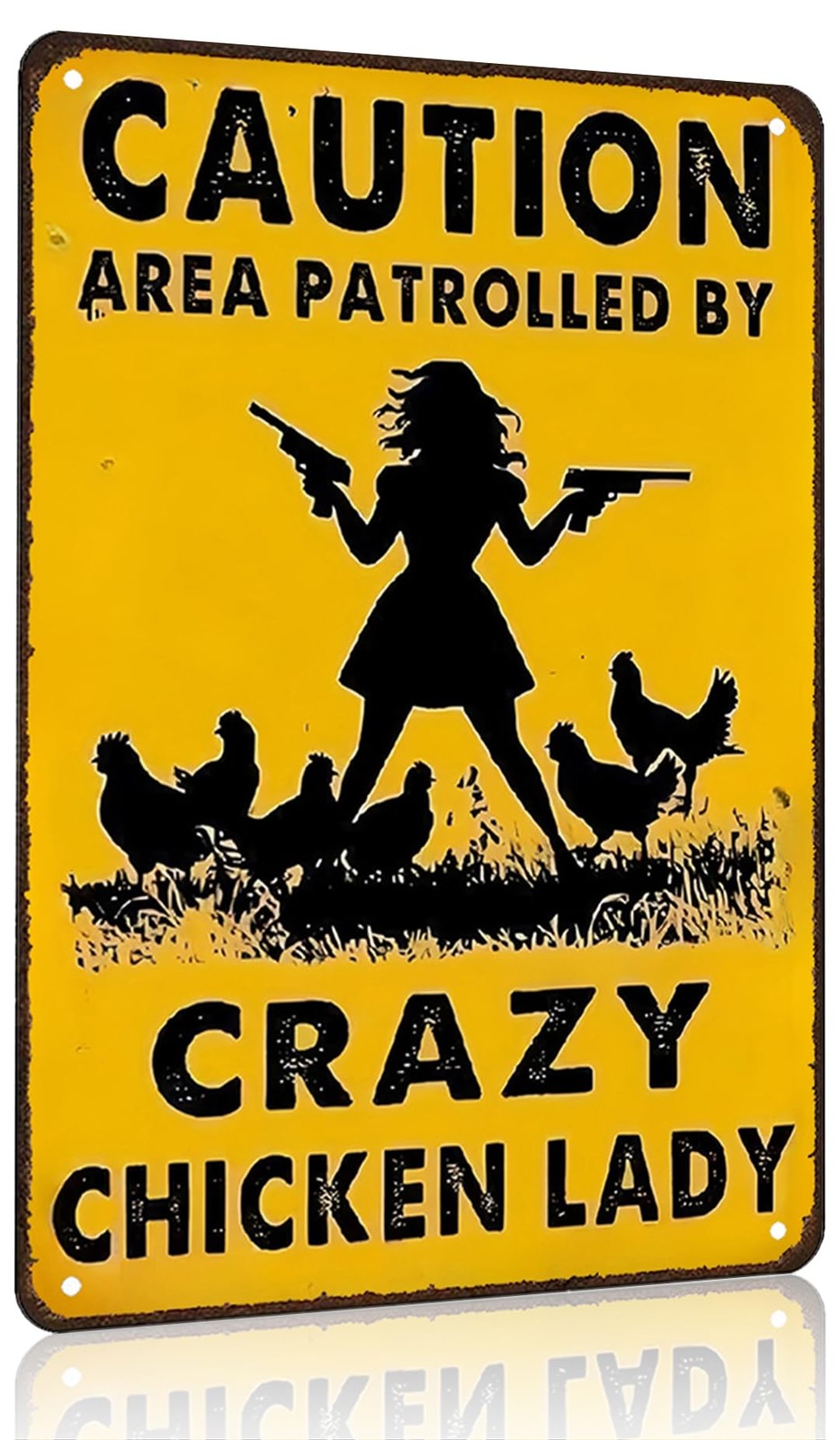 Smilelife Funny Chicken Gifts Caution Area Patrolled By A Crazy Chicken Lady Tin