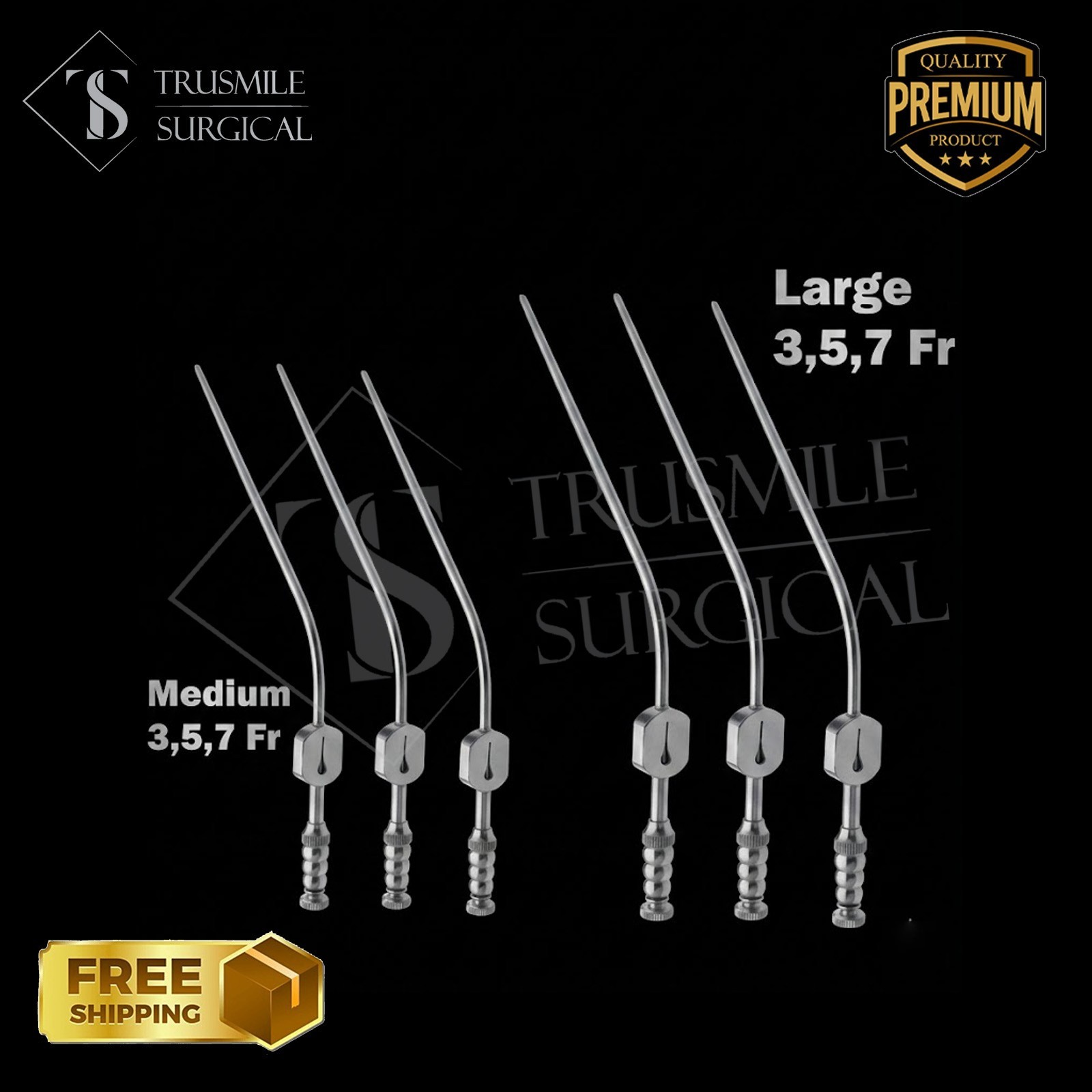 New Fukushima Teardrop Suction Tube Fr 3,5,7 Medium & Large 6 PCs Set Surgical