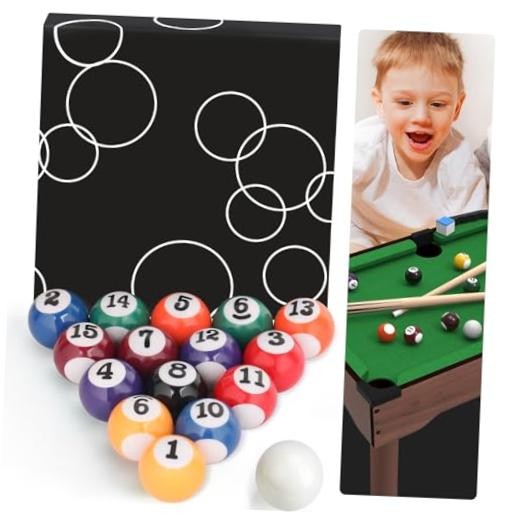 0.98 Inch Mini Billiard Balls Set, 16PCS Kids Pool Balls for Children's Table,
