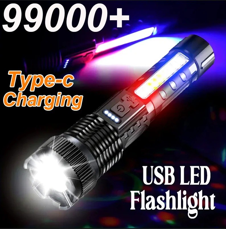 1000000 Lumens Super Bright LED Tactical Flashlight Rechargeable LED Work Lights