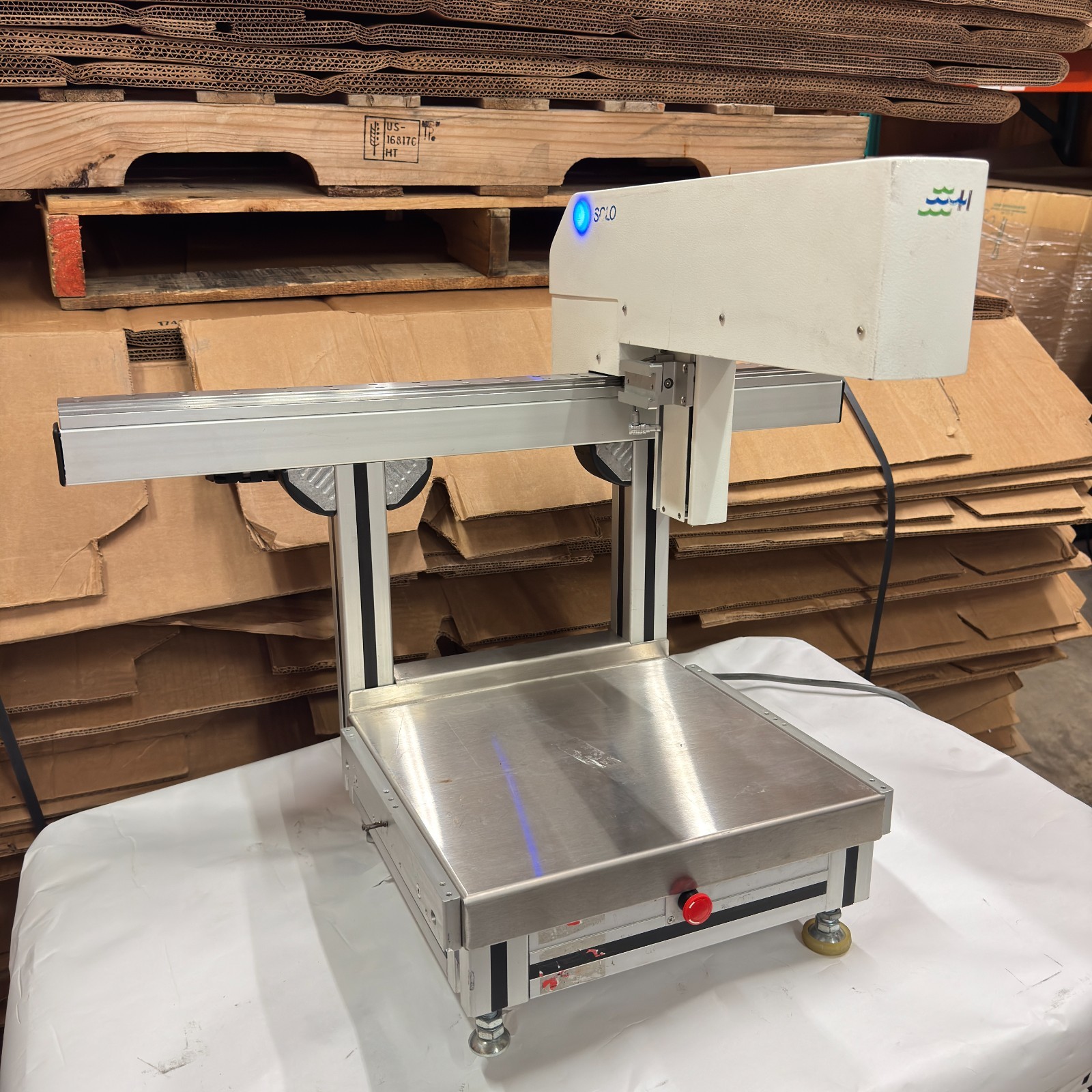SOLO Industrial Marking Machine Automated Labeling Head Precision Rail Blue AsIs