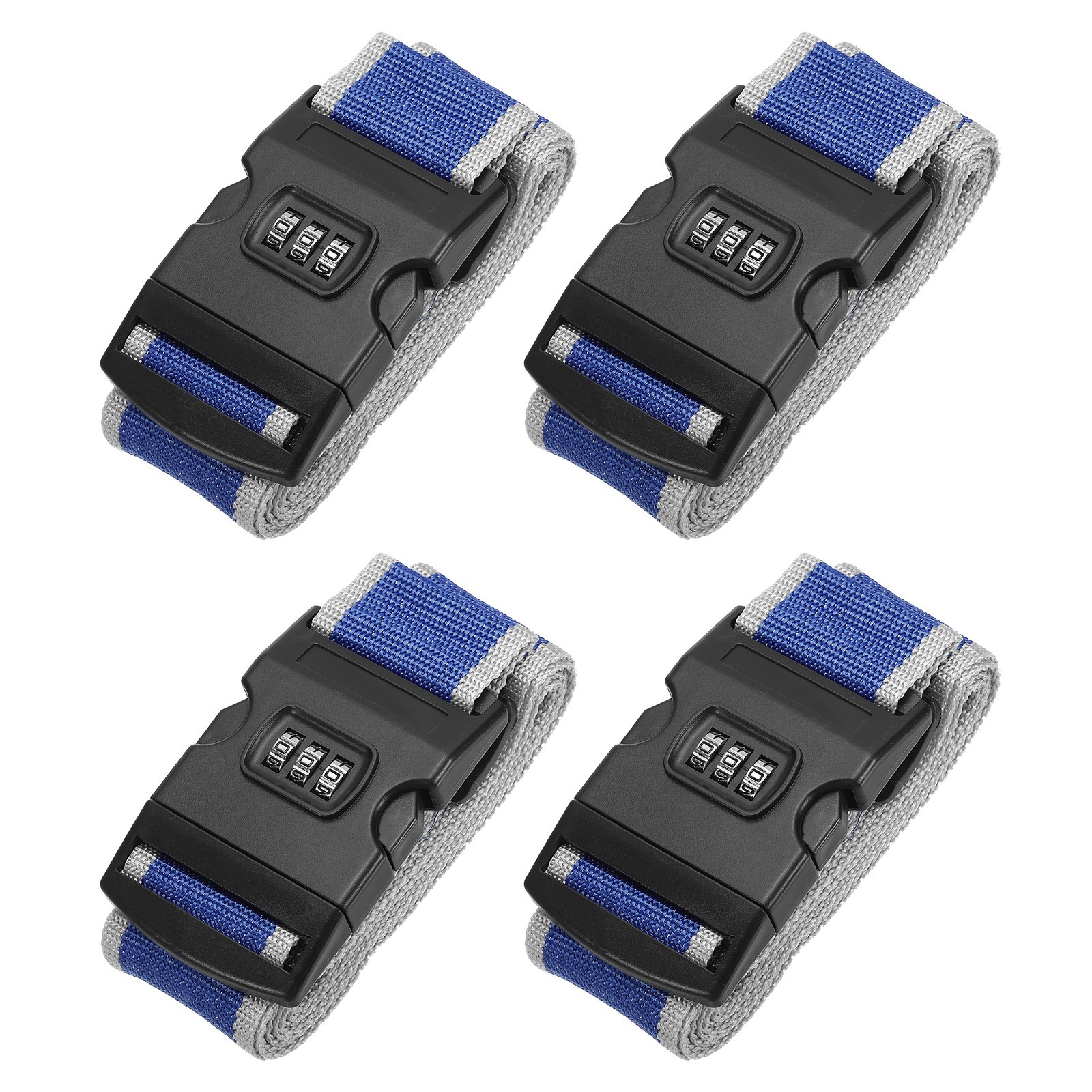 4Pcs Luggage Straps with Combination Lock TSA Approved Gray Blue