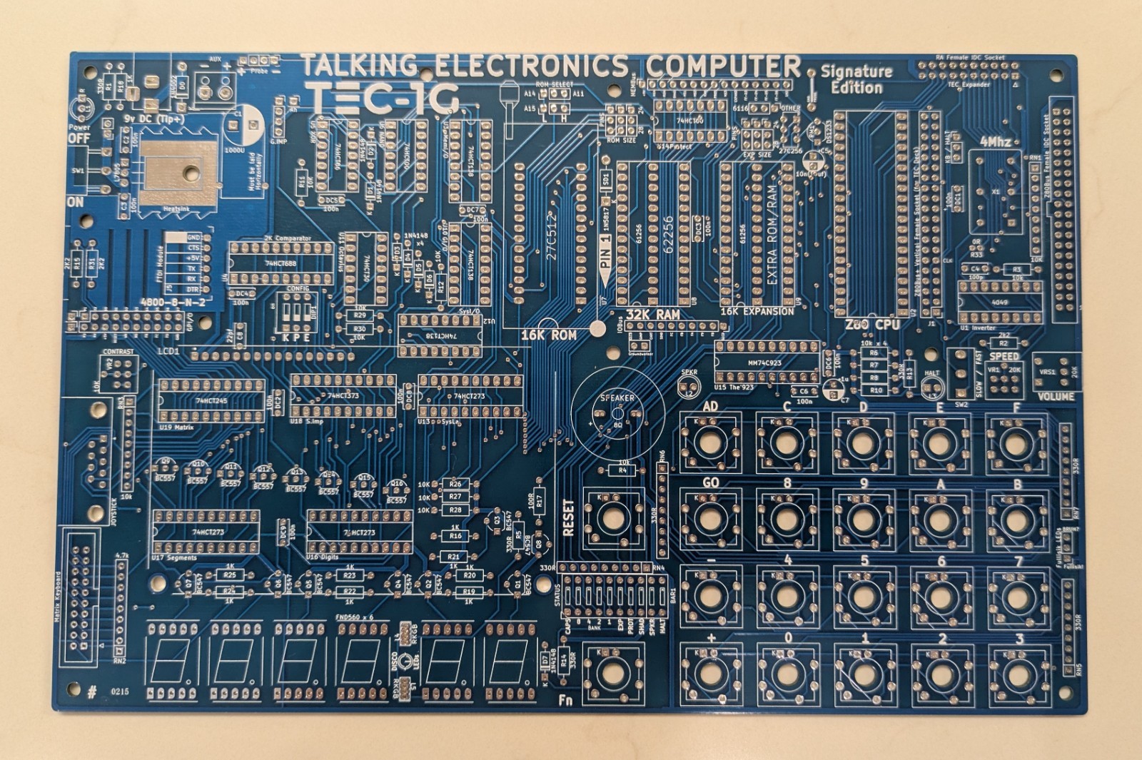 TEC-1G Z80 Single Board Computer PCB (v1.5 Signature Edition)