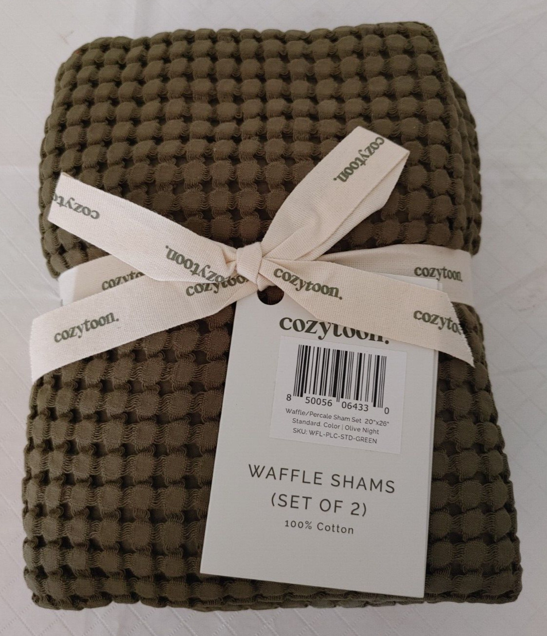 Cozytoon Pillow Shams Set of 2 Standard Size 20" X 26" Waggle Shams Green #23183
