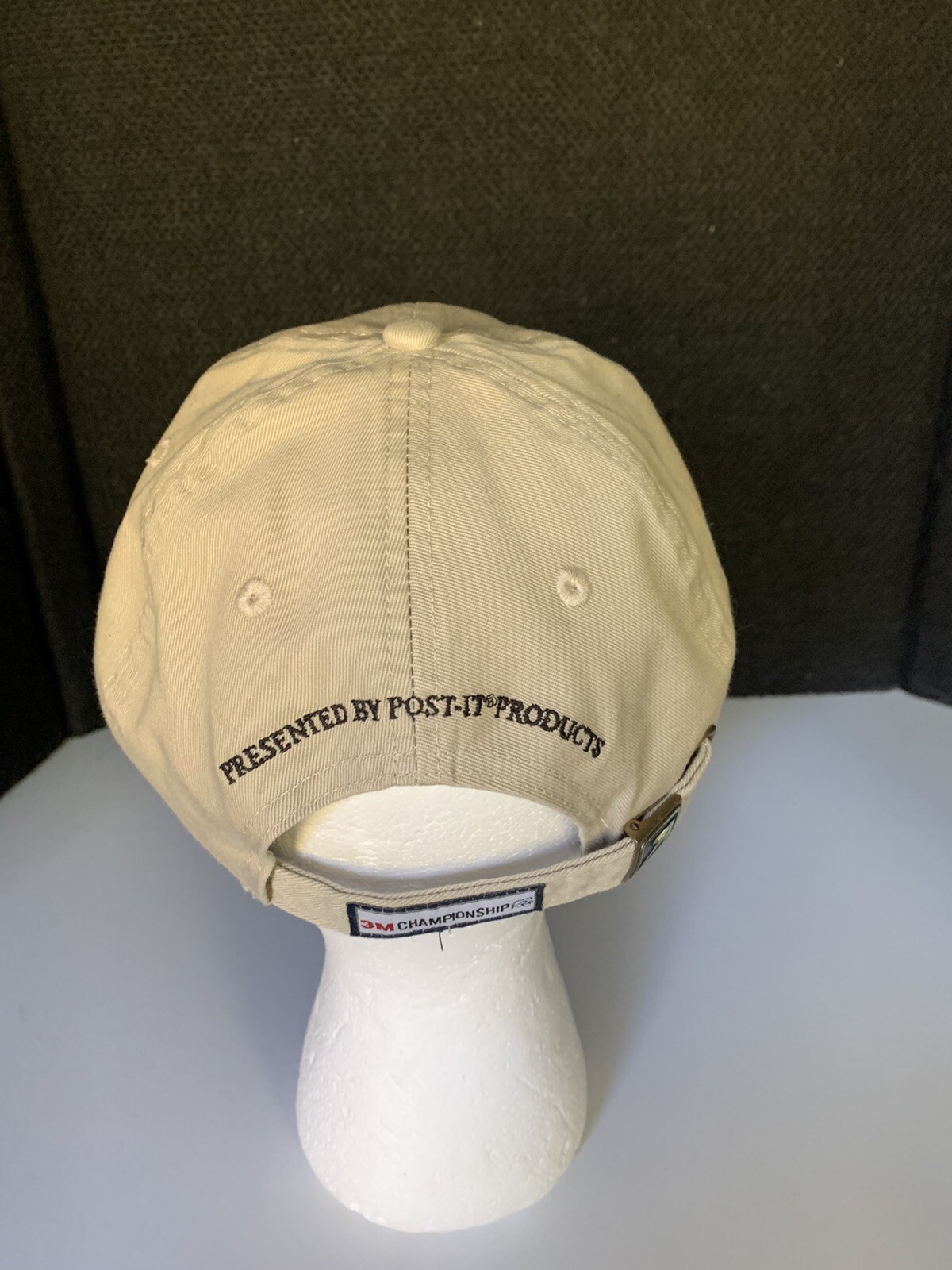 3M Open Minneapolis Beige Golf Hat. Adjustable Strap Back Patch Logo Post It