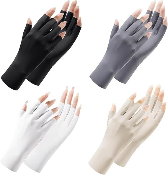4 pares guantes proteccion solar mujer sin dedos antideslizantes uv ciclismo