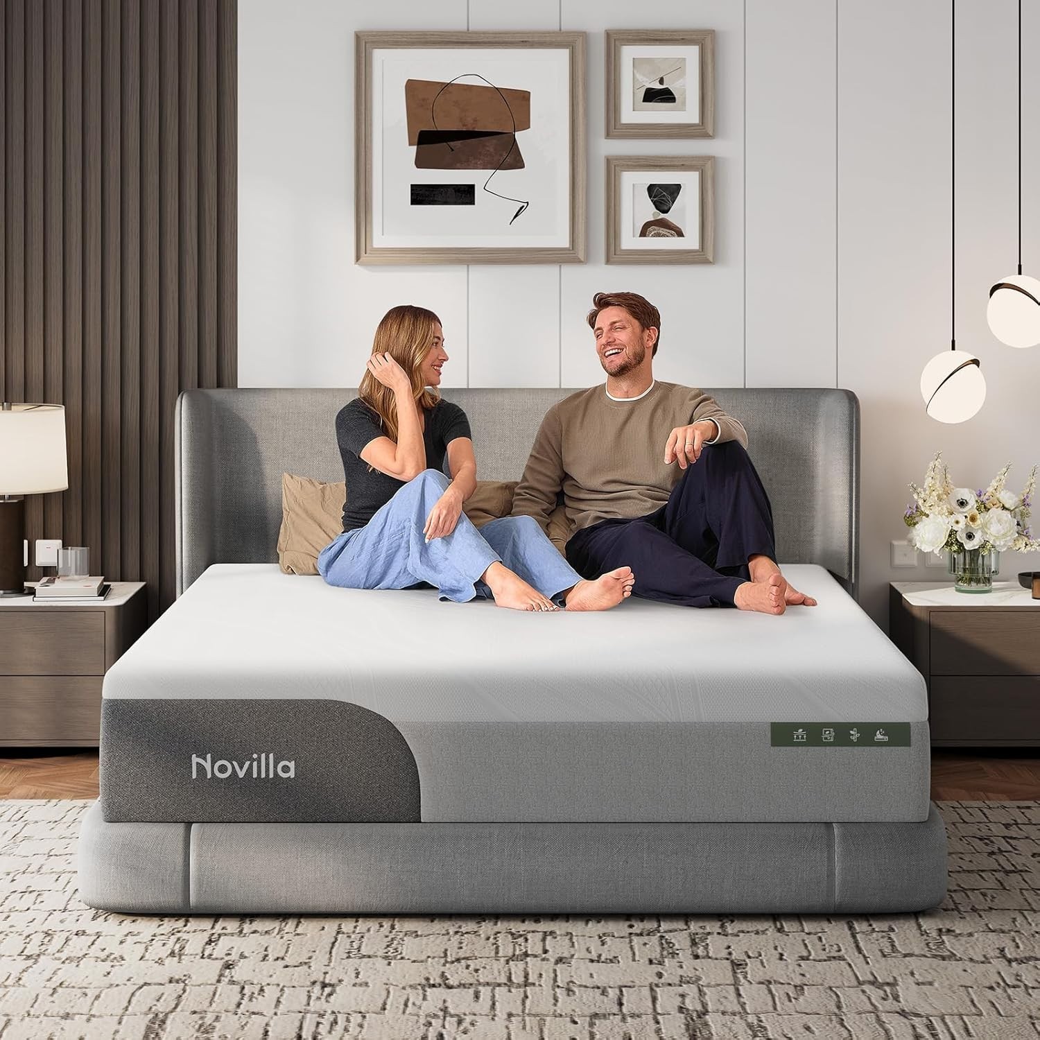 14 Inch Memory Foam Mattress Queen Size Grey Novilla Gel-Infused Bliss Cooling