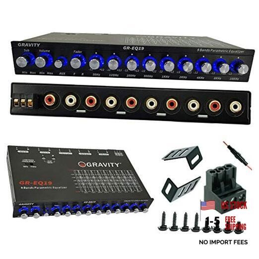 Gravity EQ19 1/2 Din 9 Equalization Bands Band Car Audio Equalizer EQ Front,