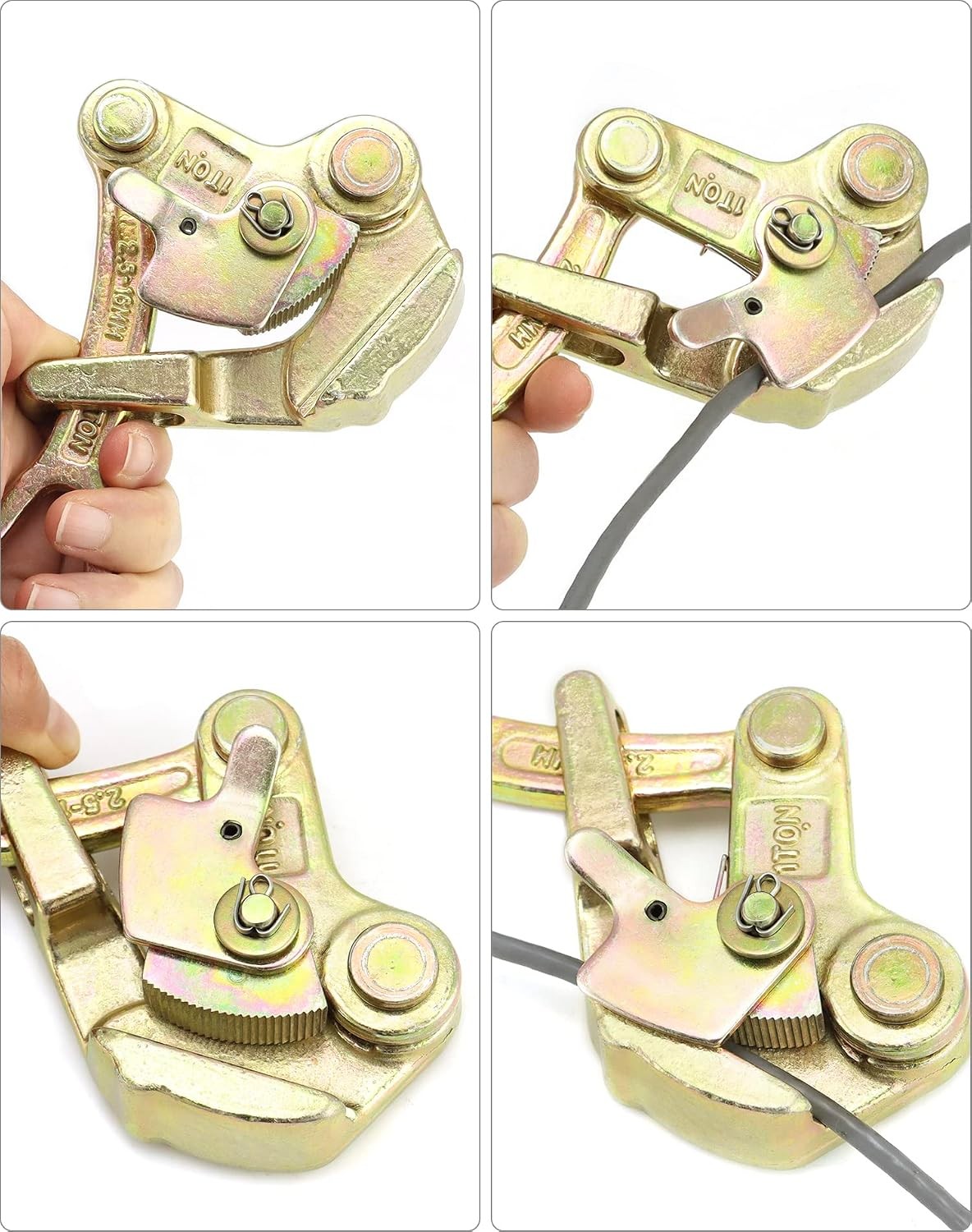 2 Pack 1 T Cable Grip Wire Grip Steel Rope Jaw Puller for Wire Rope, Pulli