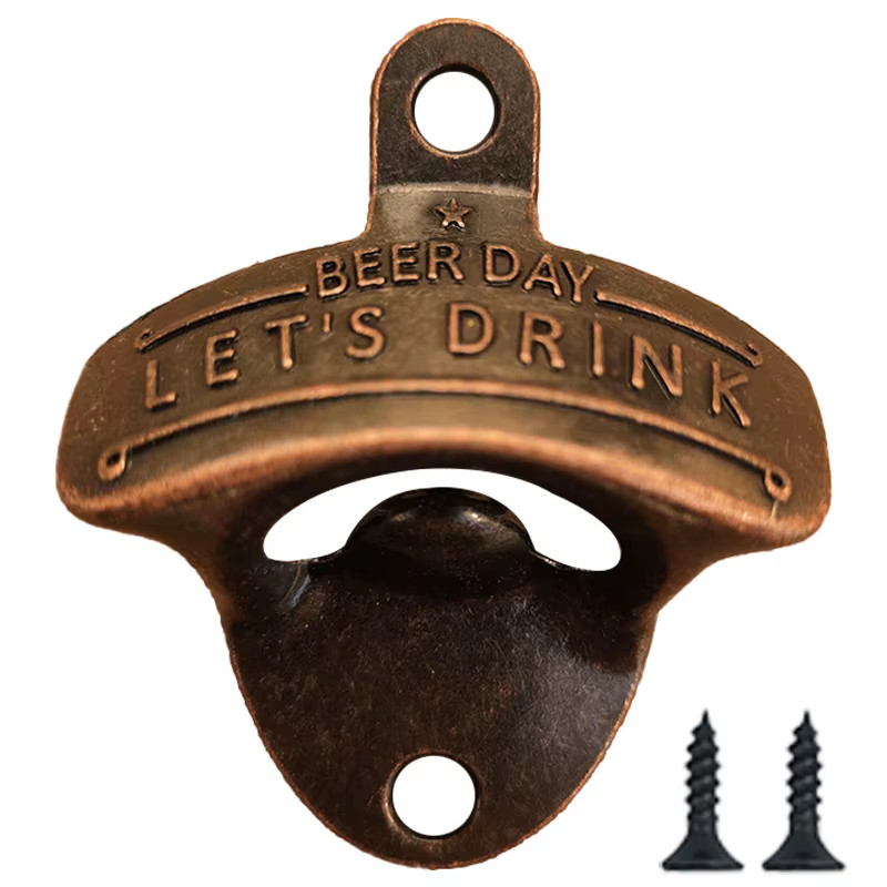 Beer Day Let's Drink Bottle Opener - Wall Mounted Beer Opener - Vintage Retro
