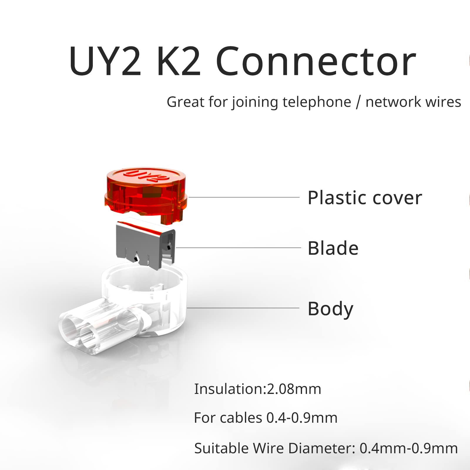 LIUJINCAN 100PCS UY2 K2 Network Cable Connectors, K2, Butt Splice