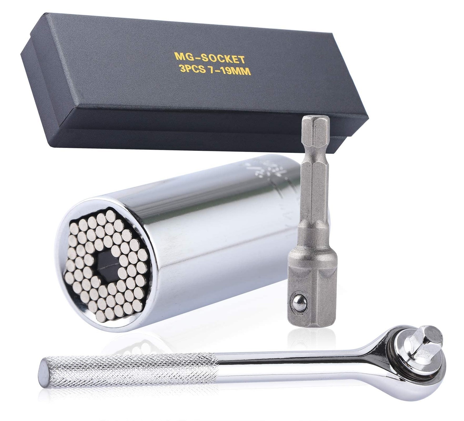 NACHEE Universal Socket Wrench, Aluminum, Chrome Molybdenum Steel, 3/8-Inch