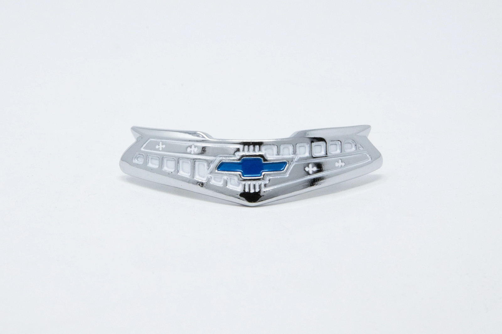 1955-56 Chevrolet Chevy V6 210 Horn Cap Emblem Chrome Tri Five