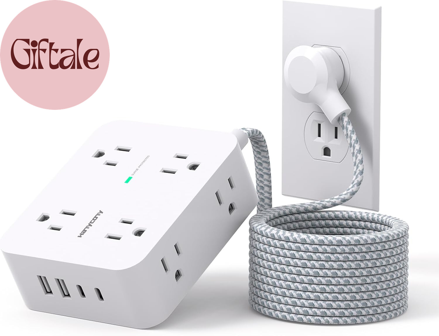 Surge Protector Power Strip 15 Ft Long Cord,  Extension Cord 15 Feet with 8 Outl