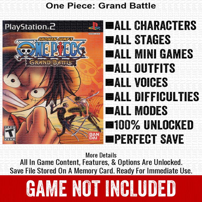 One Piece Grand Battle 100% PS2 Memory Card All CHEATS ITEMS