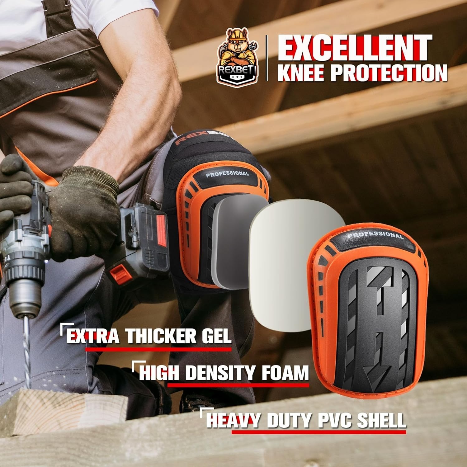 Versatile Orange Knee Pads for Heavy Duty Protection in Construction & Flooring
