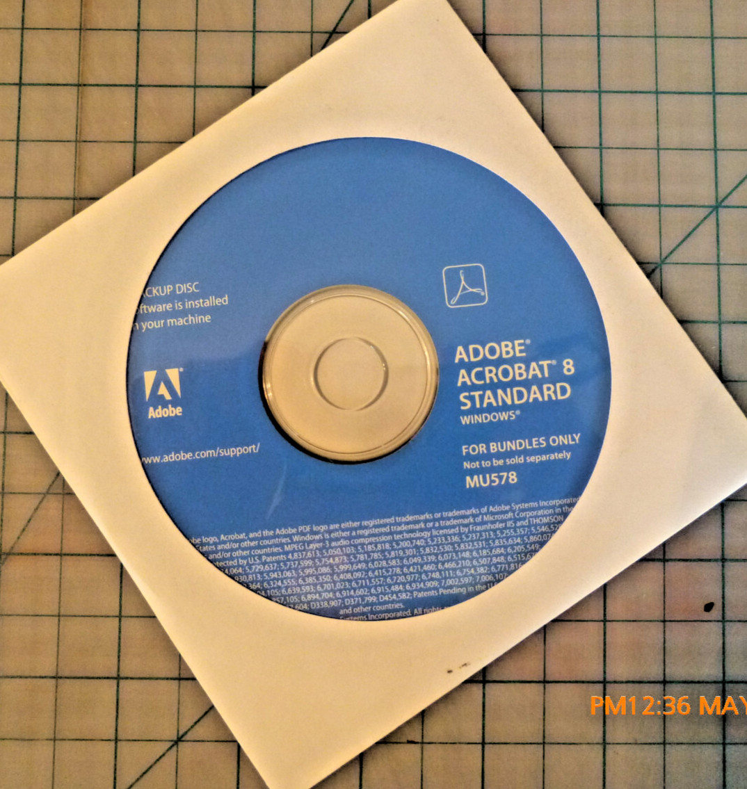 Adobe Acrobat 8 Standard for Windows Disc and Serial Number