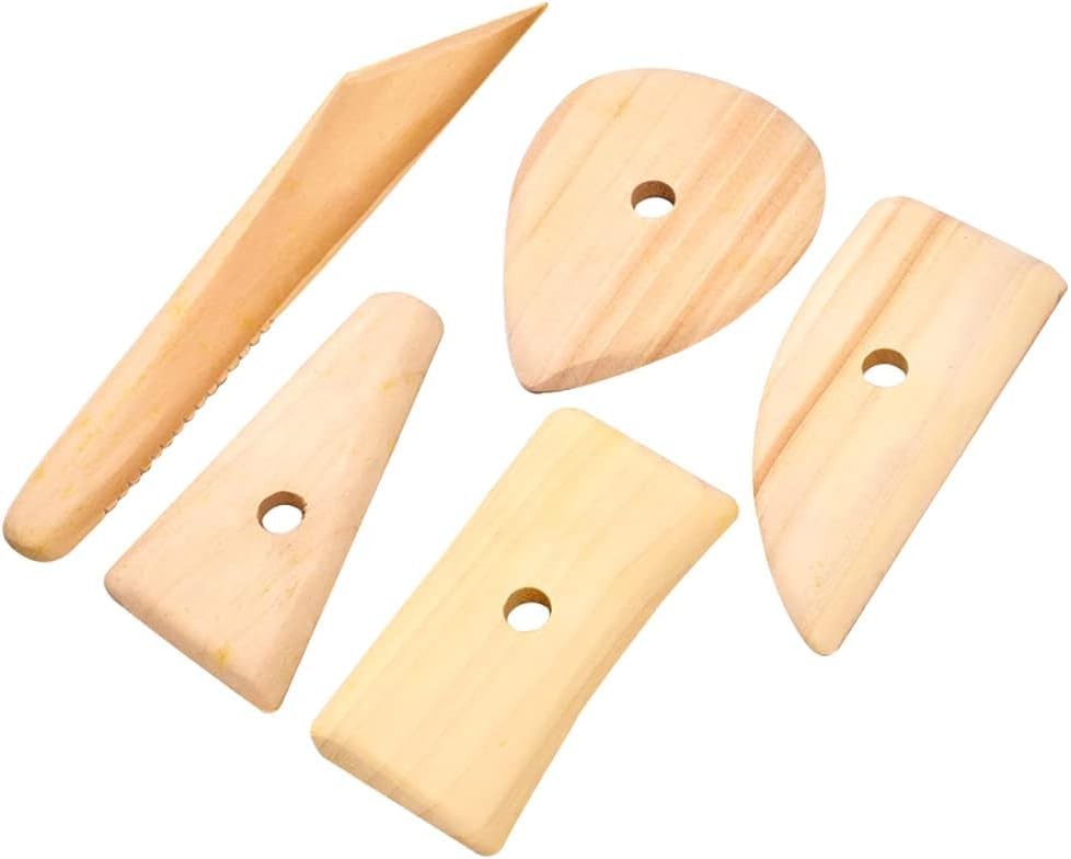 5 Pcs Wooden Pottery Clay Ribs Ceramic Potter Rib Ceramic Clay Sculpting Scra...