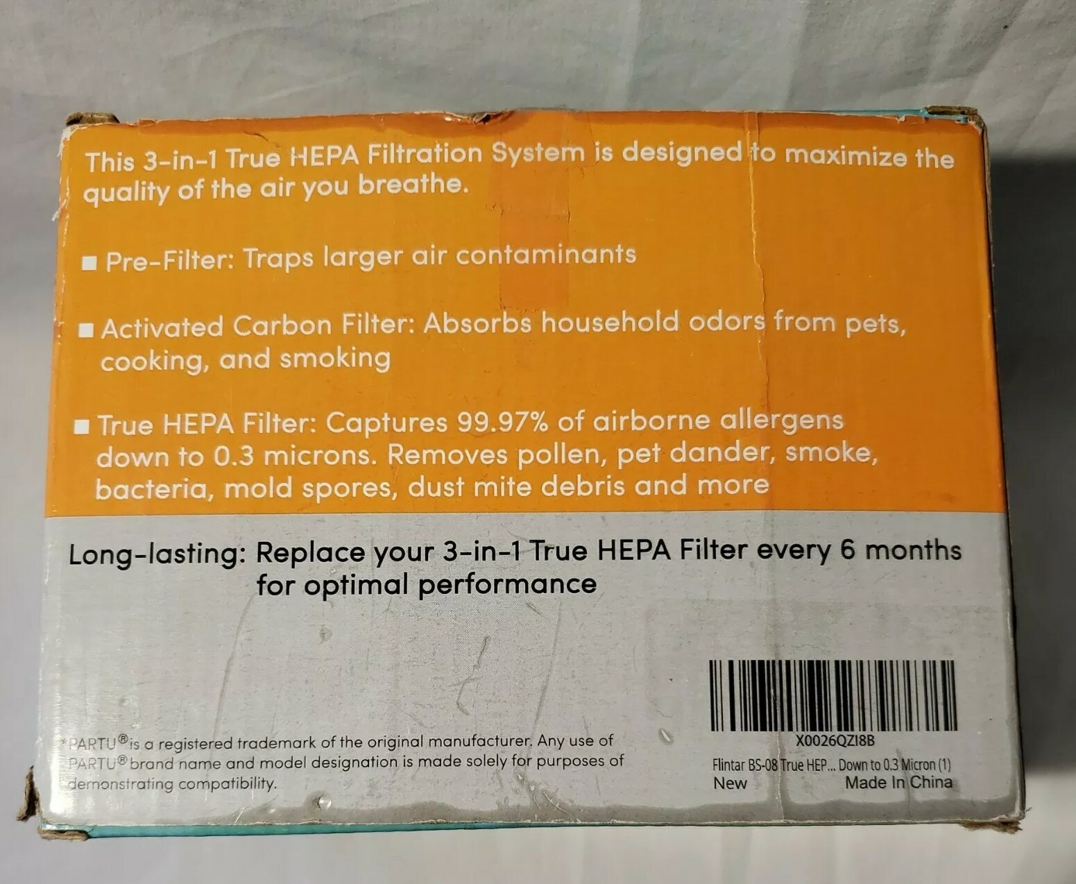 Flintar BS-08 3-in-1 True HEPA Replacement Filter, Compatible with BS-08 HEPA A