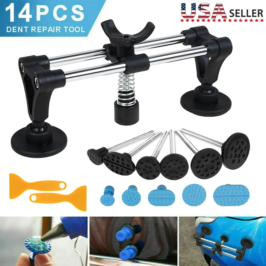 14pc Car Paintless Dent Puller Tabs Bridge Lifter Body Repair Hail Removal Tools