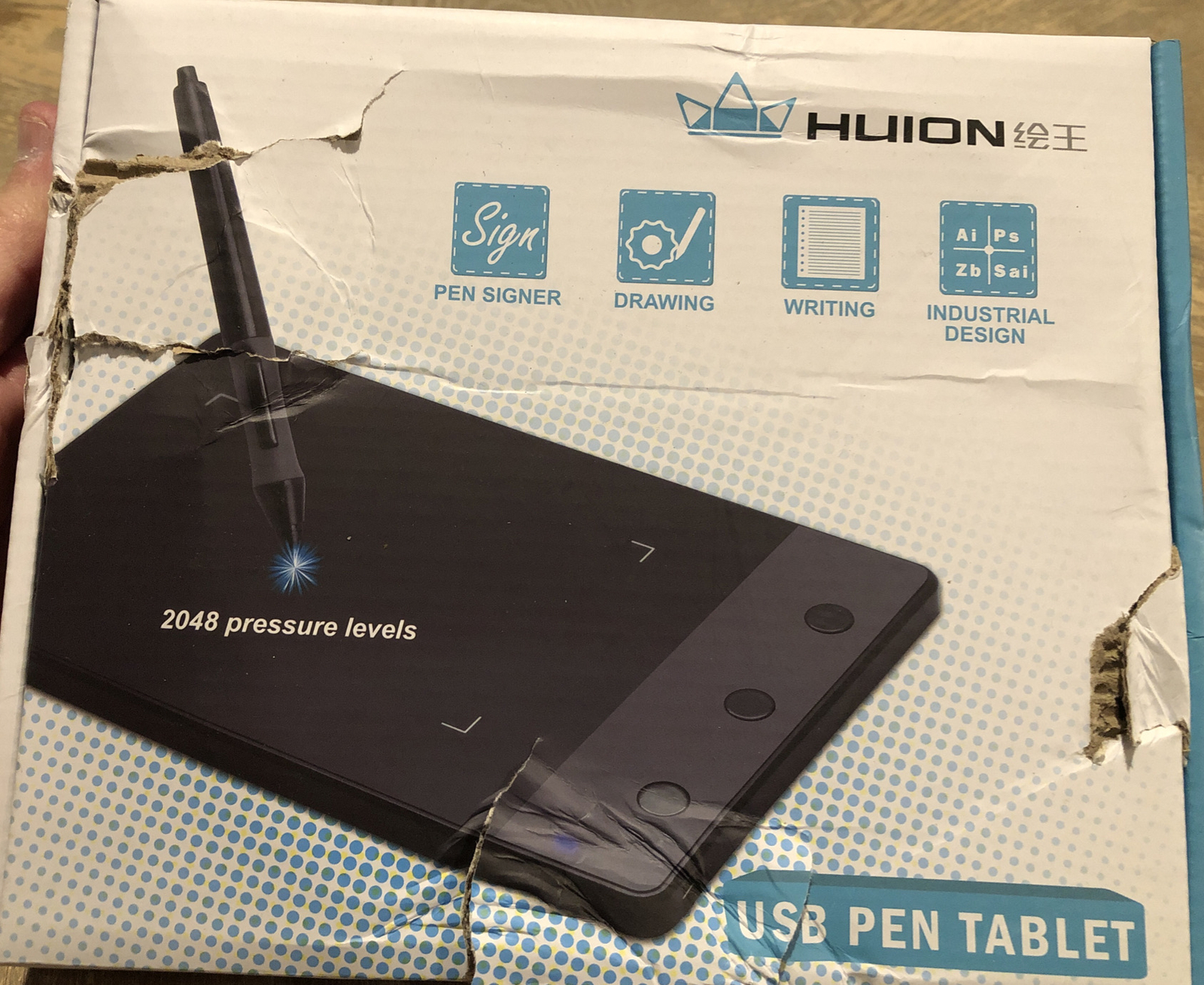 Huion H420 USB Graphics Drawing Tablet Board Kit 2. Open Box. Box Damage