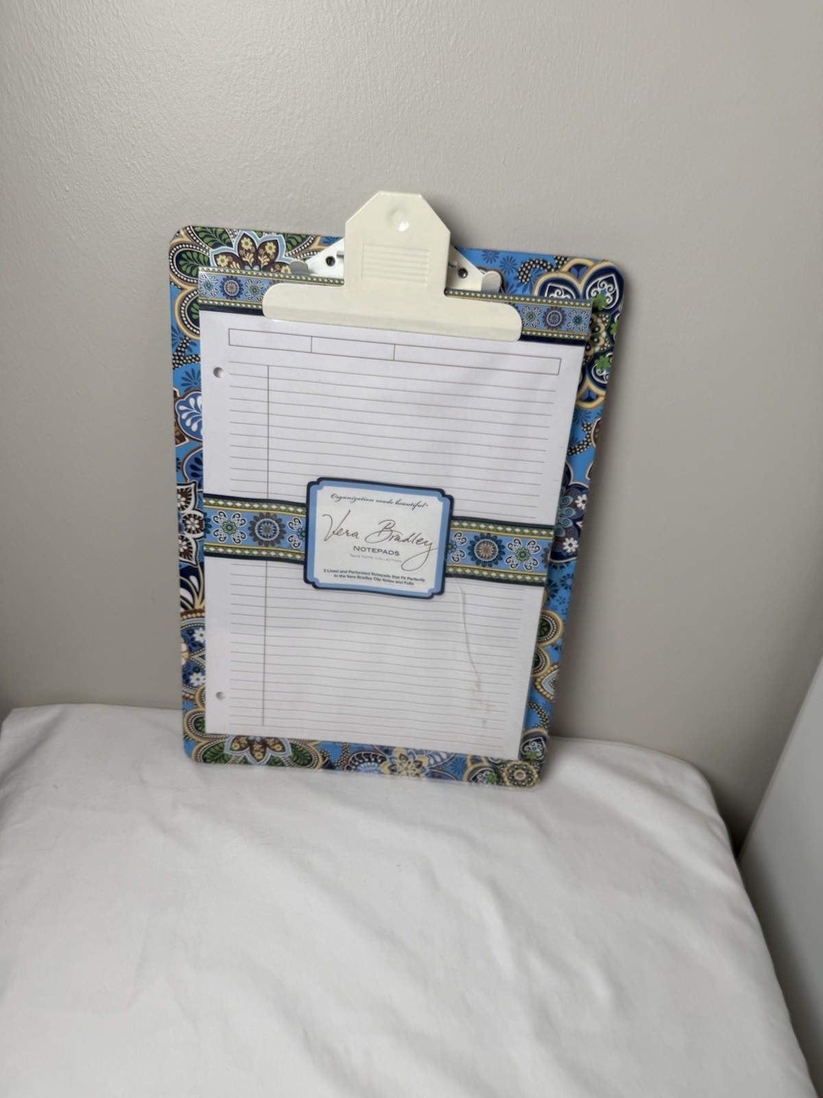 Vera Bradley Bali Blue Clipboard And Note Pad Set NEW