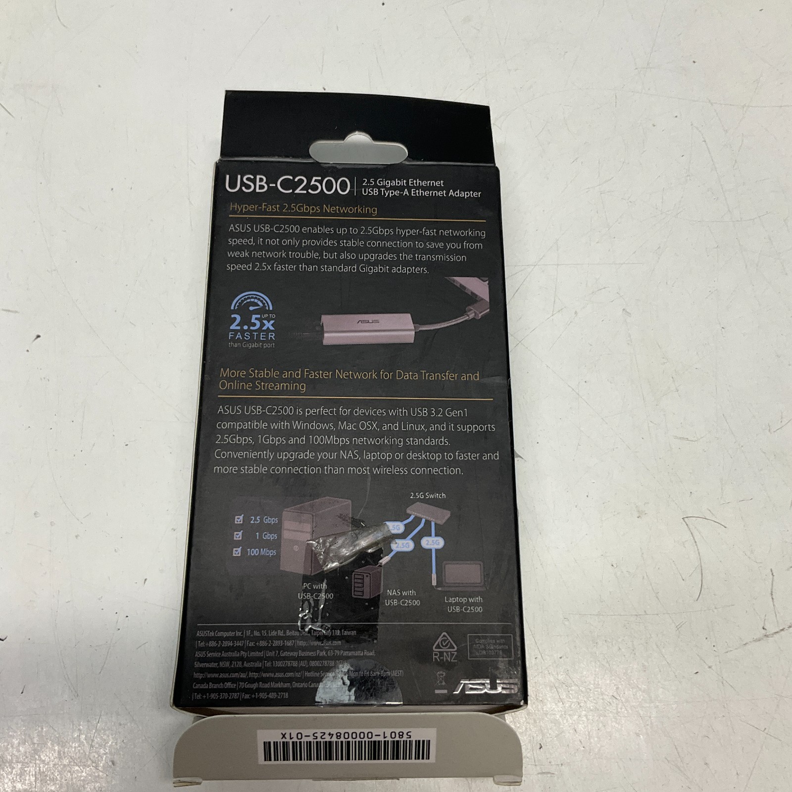 ASUS USB-C2500 2.5G Ethernet USB Adapter Supports Wired Network Connection Mac O