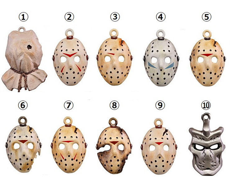 Friday the 13th Jason Voorhees Mask Keychain Set Of 10 1.75" New Tomy Takara
