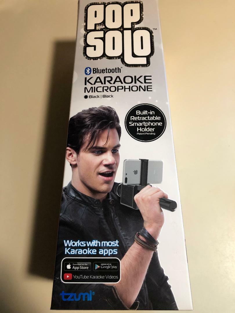 Pop Solo Karaoke Microphone Bluetooth Wireless Smartphone Black Tzumi