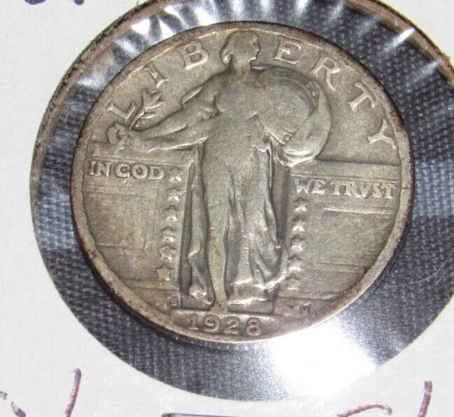 V-Fine Cond. SLQ Silver 1928 s San Francisco Mint Standing Liberty Quarter